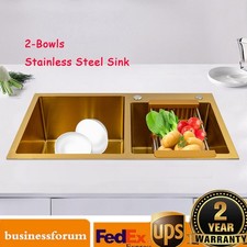 Gold Undermount Kitchen Sink, 80 45 cm Stainless Steel Kitchen Sink Double Bowls