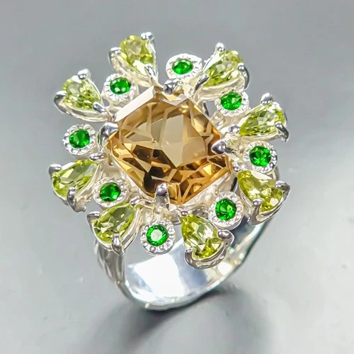 Gemstone ring Natural Lemon Quartz Ring 925 Sterling Silver Size 7.5 /R455861