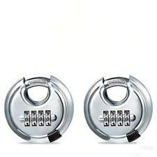 2 Pack 4 Digit Resettable Stainless Steel Anti-Cut Disc Padlock 4 Digit Res...