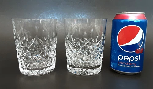 SET 2 WATERFORD Crystal LISMORE Cut Glass Double Old Fashioned Whiskey Tumblers