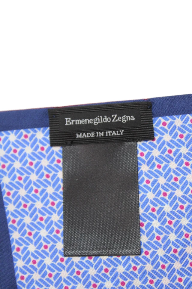 Ermenegildo Zegna Men's Silk Geometic Print Roll Edge Multiclor Pockert Square - Image 3 of 4