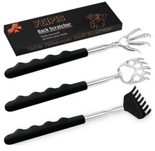 3 Pack Metal Portable Telescoping Back Scratchers with Rubber Handles