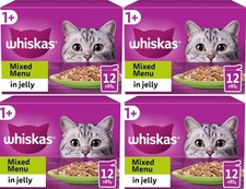 Whiskas 1+ Mixed Selection in Jelly 48 x 85 g Pouches, 4 Packs of 12x85g 4.64 per kilo