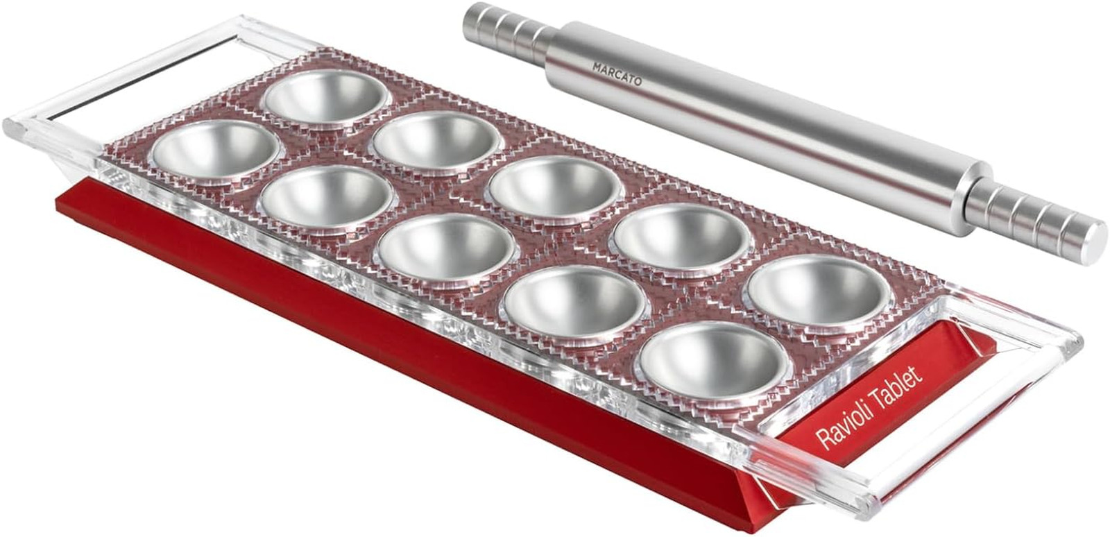 Marcato Ravioli Tablet Rosso - Stampo Professionale in Alluminio Anodizzato