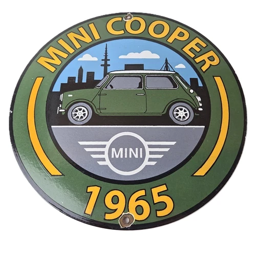 Vintage Mini Cooper S Sign - Porcelain Service Automobilia Car Sales Gas Sign