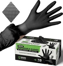 Nitrile Gloves 10 Mil Heavy Duty Diamond Grip Latex Mechanic