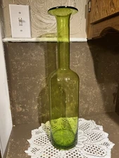 MCM Danish Green Vase Otto Brauer Glass Tall Art Glass