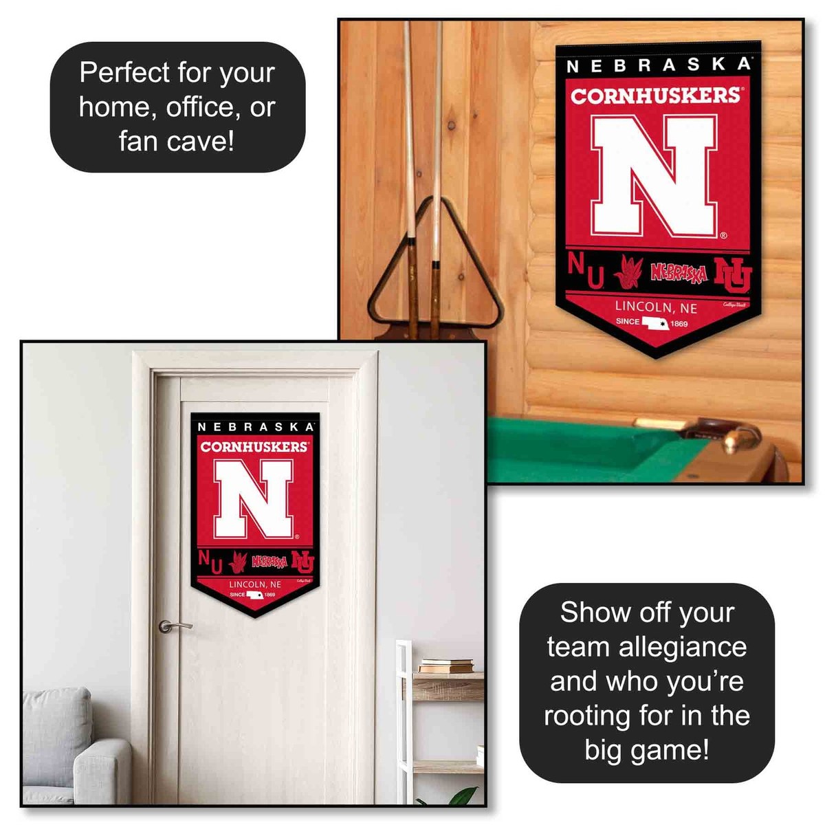 Nebraska Cornhuskers Vintage Throwback Pennant Banner - 12x30 Inch Wool Felt