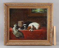 Antique KING CHARLES CAVALIER SPANIEL Dog Painting after Henry Edwin Landseer