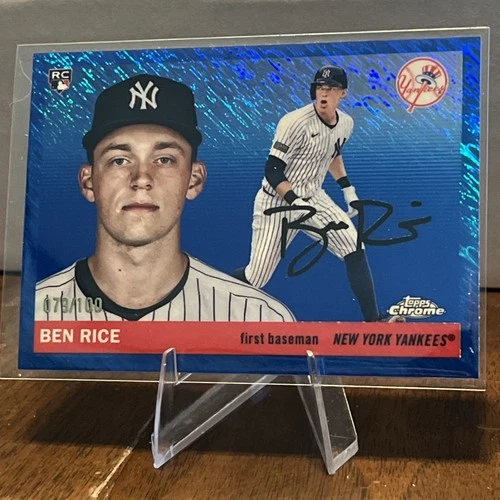 2025 Topps Chrome Platinum BEN RICE BLUE LAVA #/100 New York Yankees Rookie RC