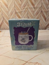 Disney Stitch Glass Mug With Topper Spoon 17oz