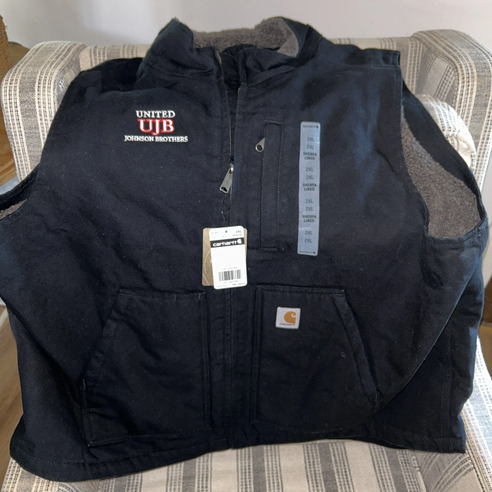 Carhartt Loose Sherpa Lined Vest Men's 2XL Black OV4277-M Canvas LooseFit NWT