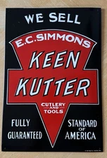 Vintage 'We Sell Keen Kutter' Metal Embossed Sign -Made in USA 10 1/2" x 15 1/2"