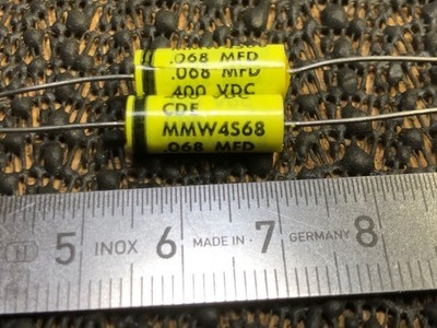 2x Vintage Kondensatoren von Cornell CDE 0.068 µF 400V für Röhrenverstärker, NOS