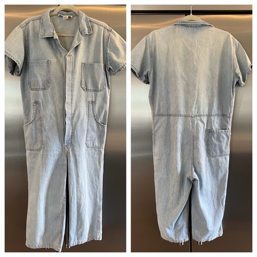 Caron Callahan XS Long Shorts Jumpsuit Coveralls Light Denim 17" Inseam
