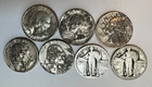 Standing Liberty (No Dates) & Washington Junk Quarters 7/Lot-90% Silver