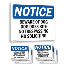 Beware Of Dog Dog Does Bite No Trespassing OSHA Notice Sign, Decal 5 or 10 Pack