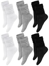 6 Pairs Women Slouch Fuzzy Socks Warm Cotton Scrunch Boot Large Cute Colors