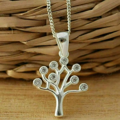 0.50 Carat VVS1/D Diamond Tree Of Life Pendant For Women's 14k White Gold Finish