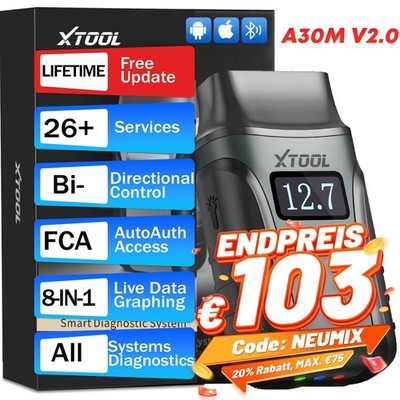 XTOOL A30M KFZ OBD2 Diagnosegerät Bluetooth Scanner 26+ Service Funktionen DE