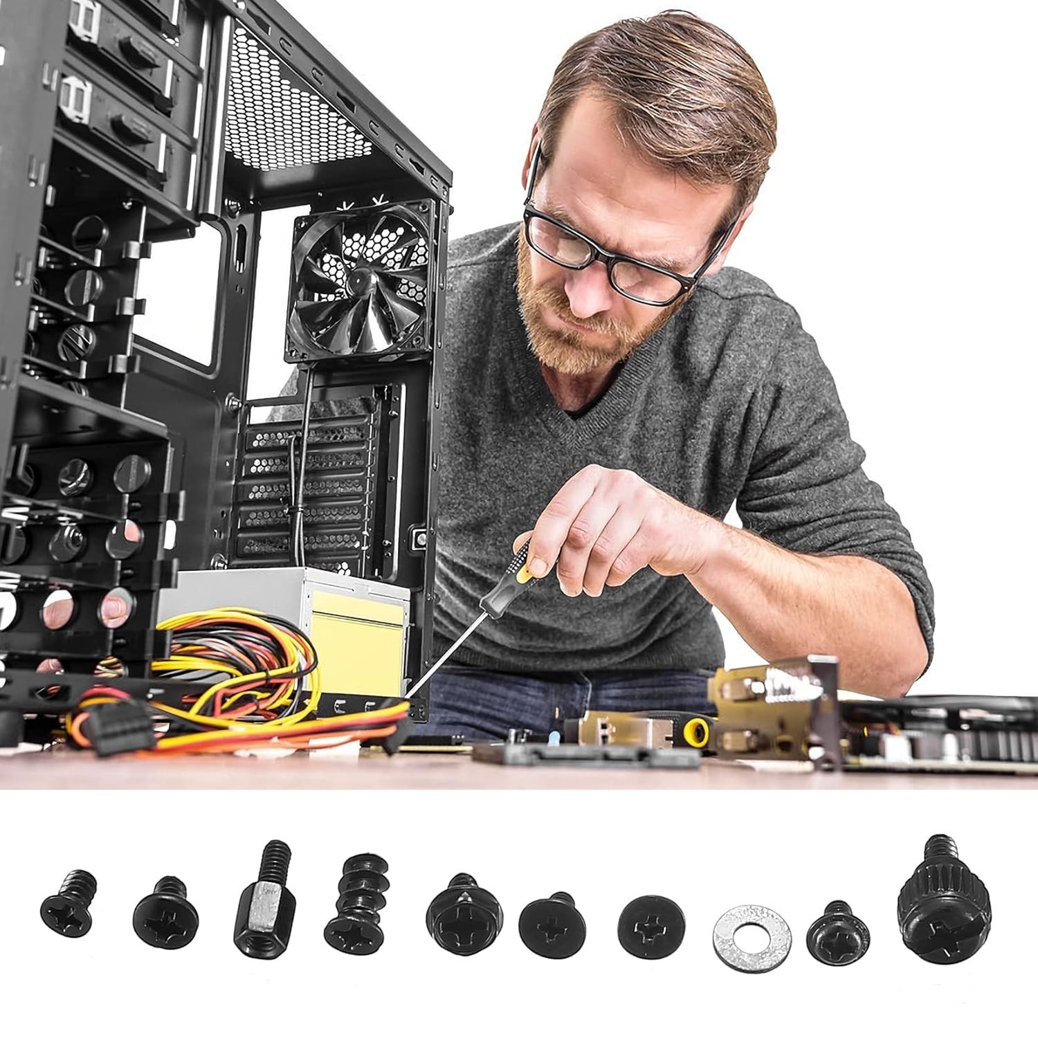 420pcs Computer Screws, Motherboard Standoffs and Screws Kit, Motherboard Scr...