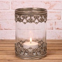 Altobelli Teelichthalter Amalfi Glas Mit Metall Verzierungen 10X15 Kerzenhalter