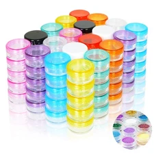 100Pcs 5G Sample Container Empty Round Cosmetic Containers with Lid Plastic C...