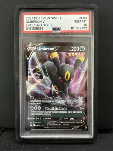 Pokémon Umbreon V Holo Evolving Skies 094/203 PSA 10 Single Strike w/Guard