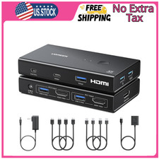 UGREEN HDMI KVM Switch 1 Monitor 2 Computers with 4 USB 3.0 Ports 4K 60Hz KVM...