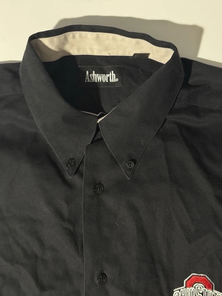 Ashworth OHIO STATE SIZE XL Long Sleeve Button Up Dress Shirt Black - Image 3 of 4