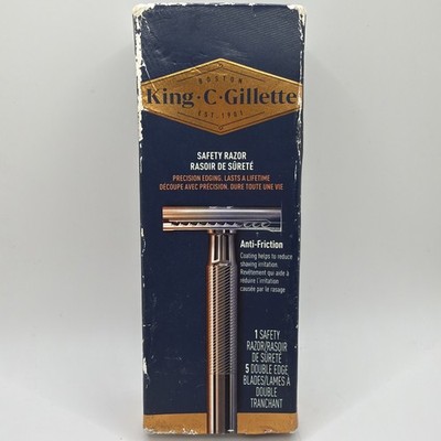 King C Gillette Chrome Plated Handle Double Edge Single Safety Razor & 5 Blades