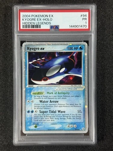 2004 POKEMON EX HIDDEN LEGENDS #94 KYOGRE EX-HOLO PSA 1