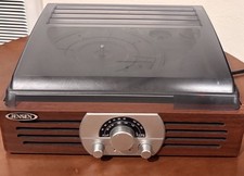 Jensen JTA-222 Record Player 3-Speed Stereo Turntable w/ AM/FM Radio  Speakers