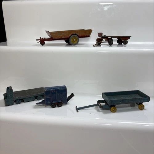 Dinky Toys Farm Trailers  & One Horse Trailer BEV Truck Job Lot Vintage Need TLC