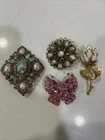 Vintage Sarah Coventry brooch, Milk Glass Brooch, Butterfly And More