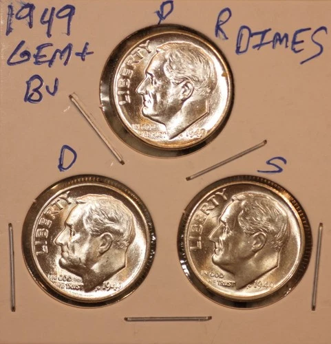 1949 P D S Roosevelt Dimes! GEM+ BU!  490465