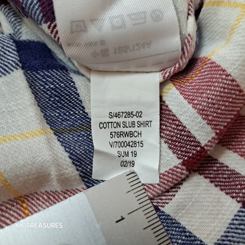 Gap Cotton Slub Shirt Soft Linen Feel White Blue Red Check Long Sleeve Mens XXL - Picture 14 of 14
