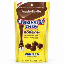 Charleston Chew Rollers Vanilla Candy, 4.5 oz Resealable Bag, Chewy Nougat in