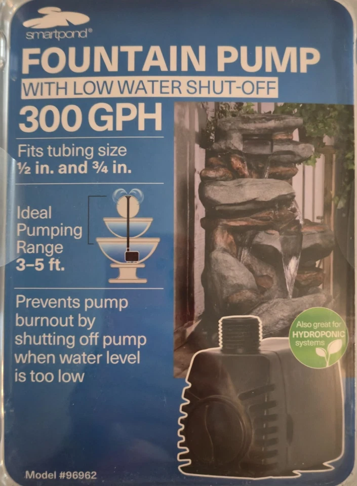 300 GPH Springbrunnenpumpe mit Niedrigwasserabschaltfunktion, automatische Abschaltung NEU