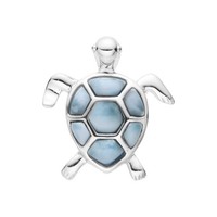 Cavill Larimar AnhäNger SchildkröTe 925 Sterling Silber 3,0Ct Blau