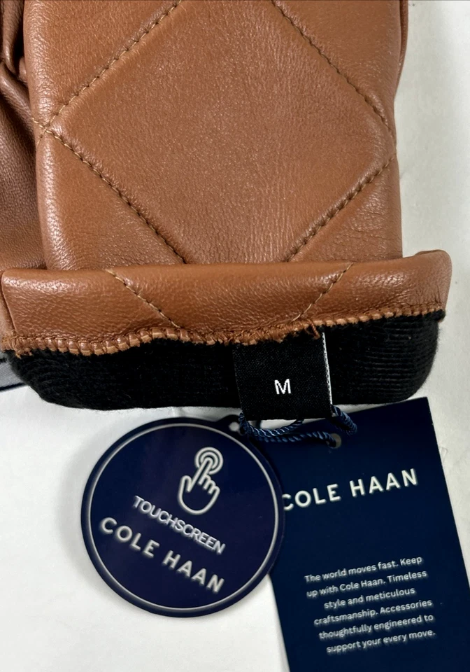 NUEVOS Guantes para Mujer Cole Haan Talla M Bronceados Británicos 100% Cuero Forrados TOUCH $98 Foto 4 de 4