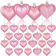 36Pcs Valentines Day Decor Heart Ornaments Pink Heart Shaped Baubles Ornament...