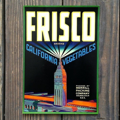 Vintage Original FRISCO CALIFORNIA VEGETABLE CRATE LABEL nos 1950's never used - Bild 1 von 2