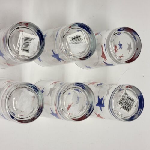 GENIAL - 6er Set Libbey Glas patriotisch rot, weiß & blau USA STARS Brille - Bild 8 von 12