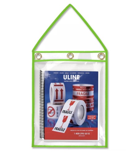 ULINE Pack of (25) Deluxe Job Ticket Holders - 11 x 14", Green S-10509 Manifest - Picture 2 of 4