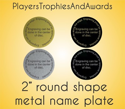 2'' ROUND shaped metal NAME PLATE personalized 2 inch Laser engraved PTA