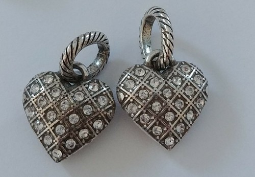 Brighton 1 ABC TOKEN Clear Crystal antique Heart Charm New - 第 1/1 張圖片