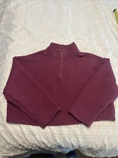 nike ladies s burgundy long sleeve crop sweatshirt 1/4 zip