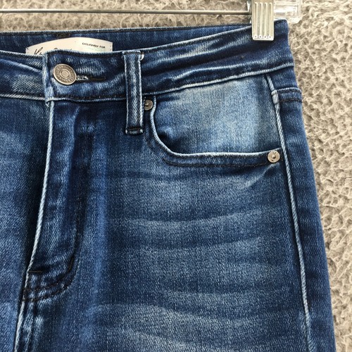 KanCan Skinny Crop Jeans Womens 26 (actual 28x26.5) Blue Denim Distressed Button - Picture 5 of 20