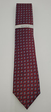 Perry Ellis Mens Geo Polyester Classic Neck Tie Red 3 1/8"